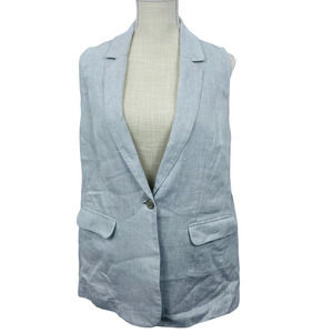 J. Jill Linen Shimmer Vest & A-Line Skirt Combo Set Womens Size Small Silver EUC